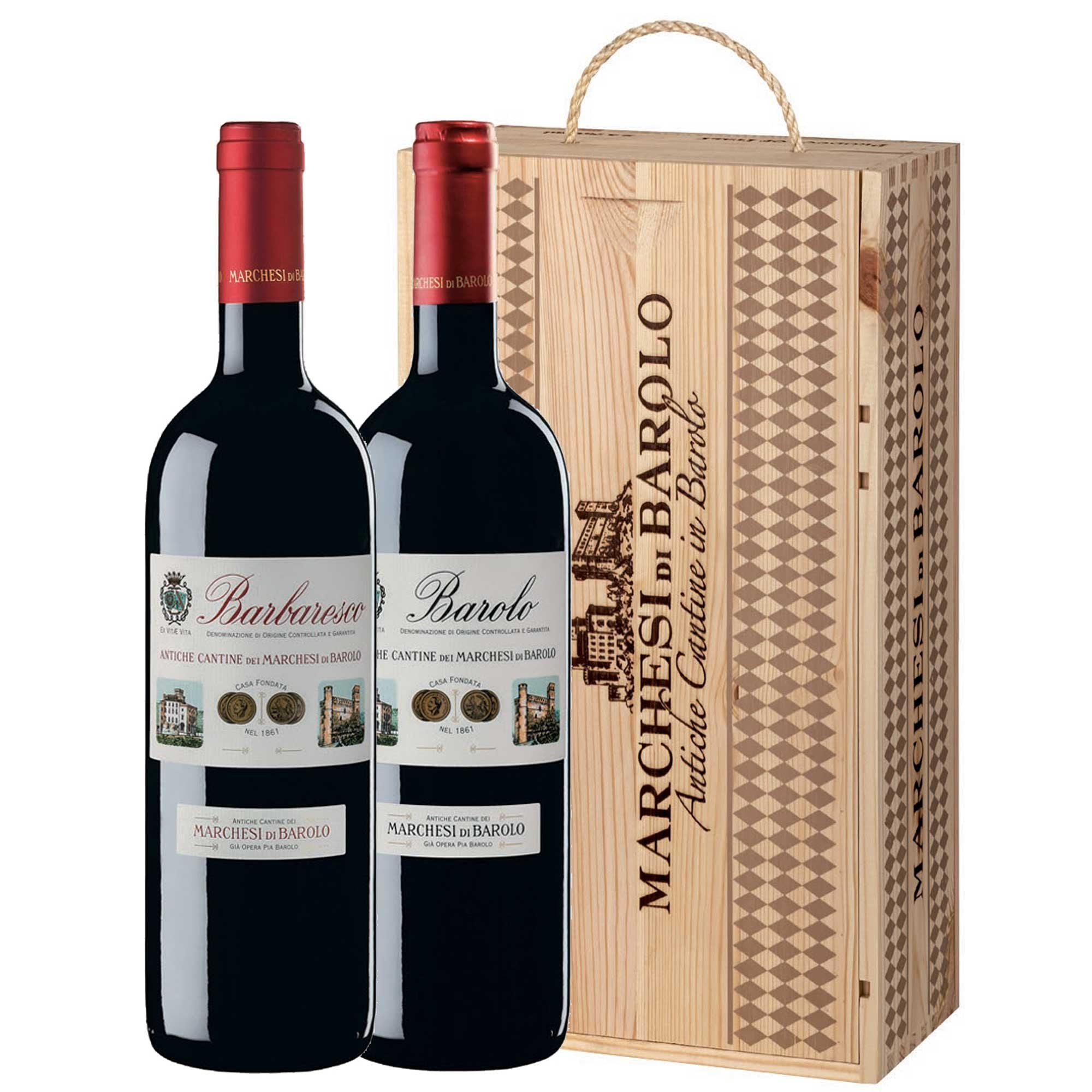 "Barolo e Barbaresco La Tradizione" - Marchesi di Barolo (cassetta di legno 2 bottiglie 2021)